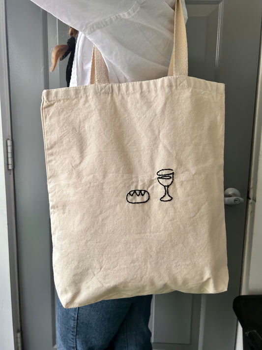 Communion Hand Embroidered Tote Bag